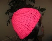 Crocheted Slouchy Hat-Neon Pink