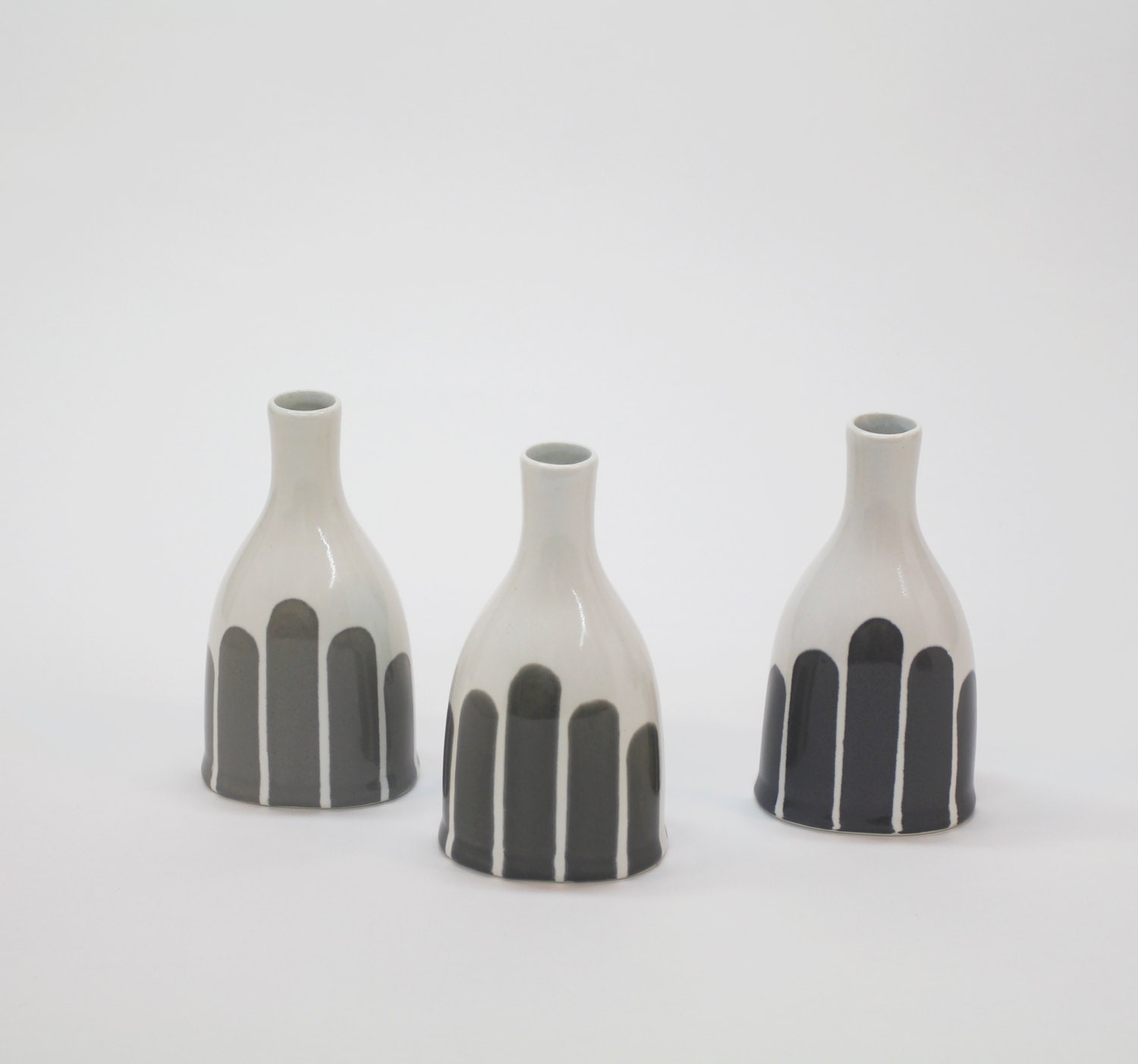Grey Striped Bottle Vase