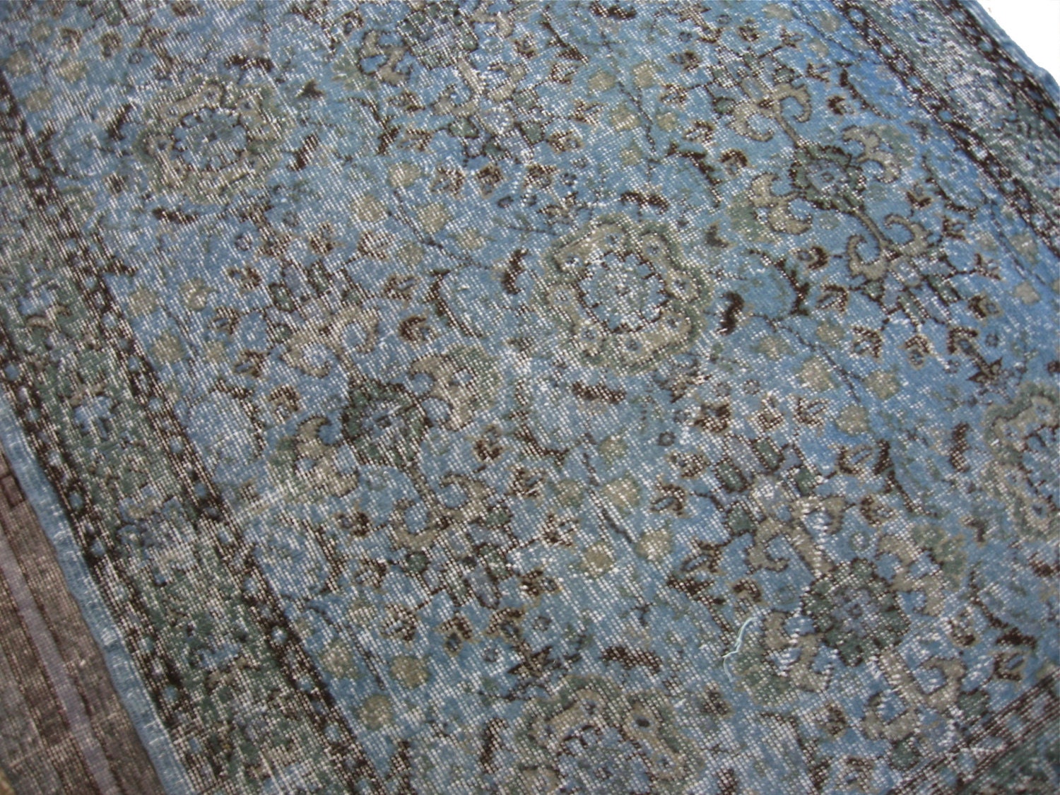 Blue Overdyed Vintage Carpet