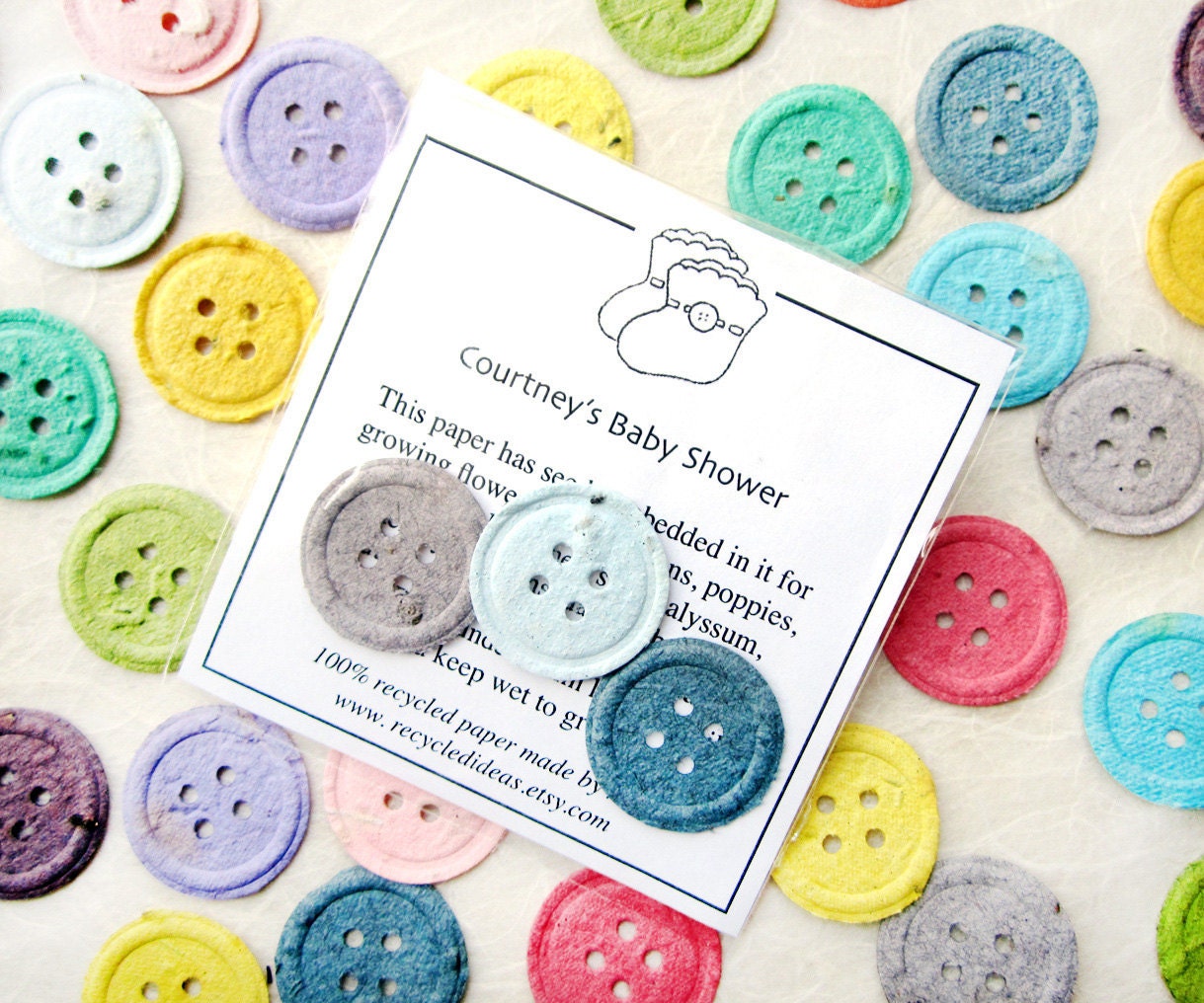 Cute as a Button Baby Shower Favors - Plantable Paper