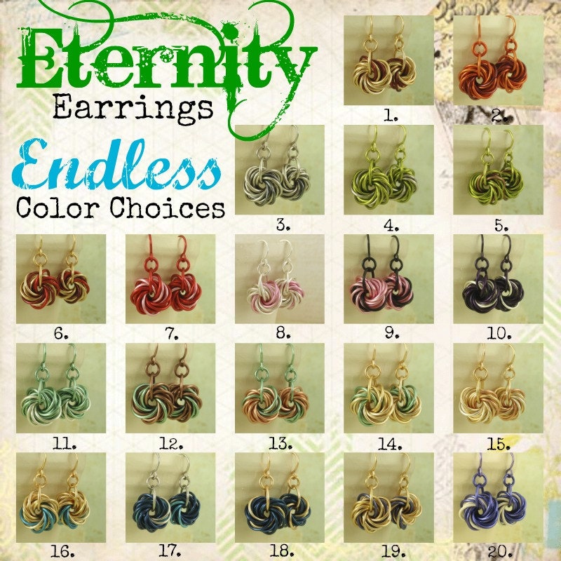 Eternity Copper Earrings - The Stylish Side of Chainmaille - Your Pick of Accent Color