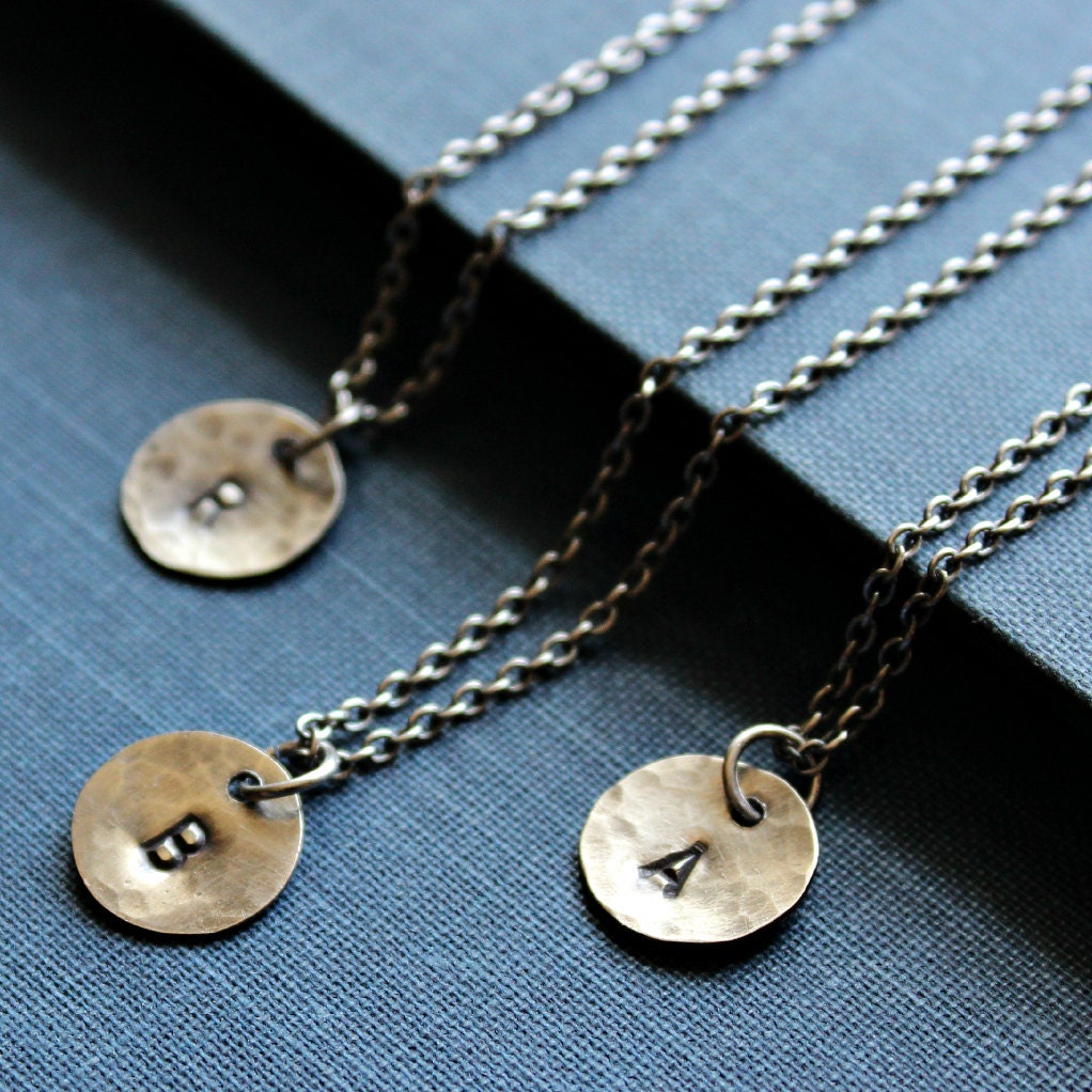 THREE Personalized Recycled Sterling Silver Initial Necklaces