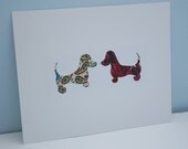 Valentine and Love - Dachshund in cotton fabric - Wall Art 8x10