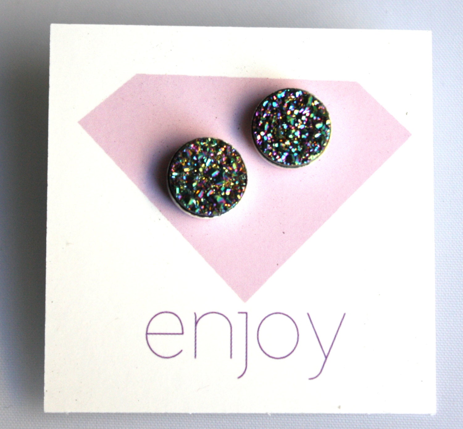 Handmade Galaxy Druzy Studs in Sterling Silver