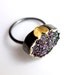 Purple/Green Drusy in Handmade Sterling Ring with Hearts