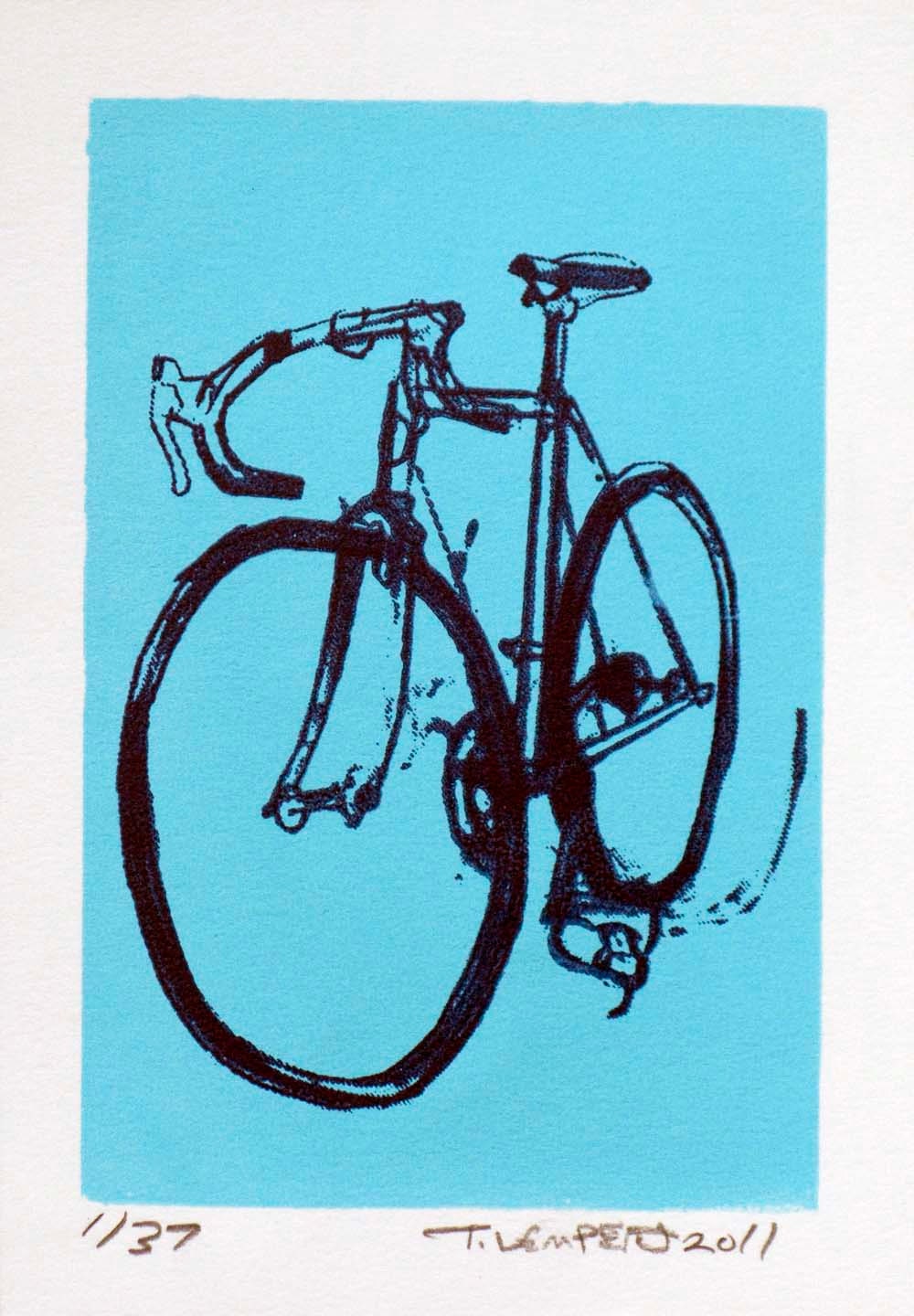 Bike Art Print - Classic Cinelli Road Bicycle - Blue