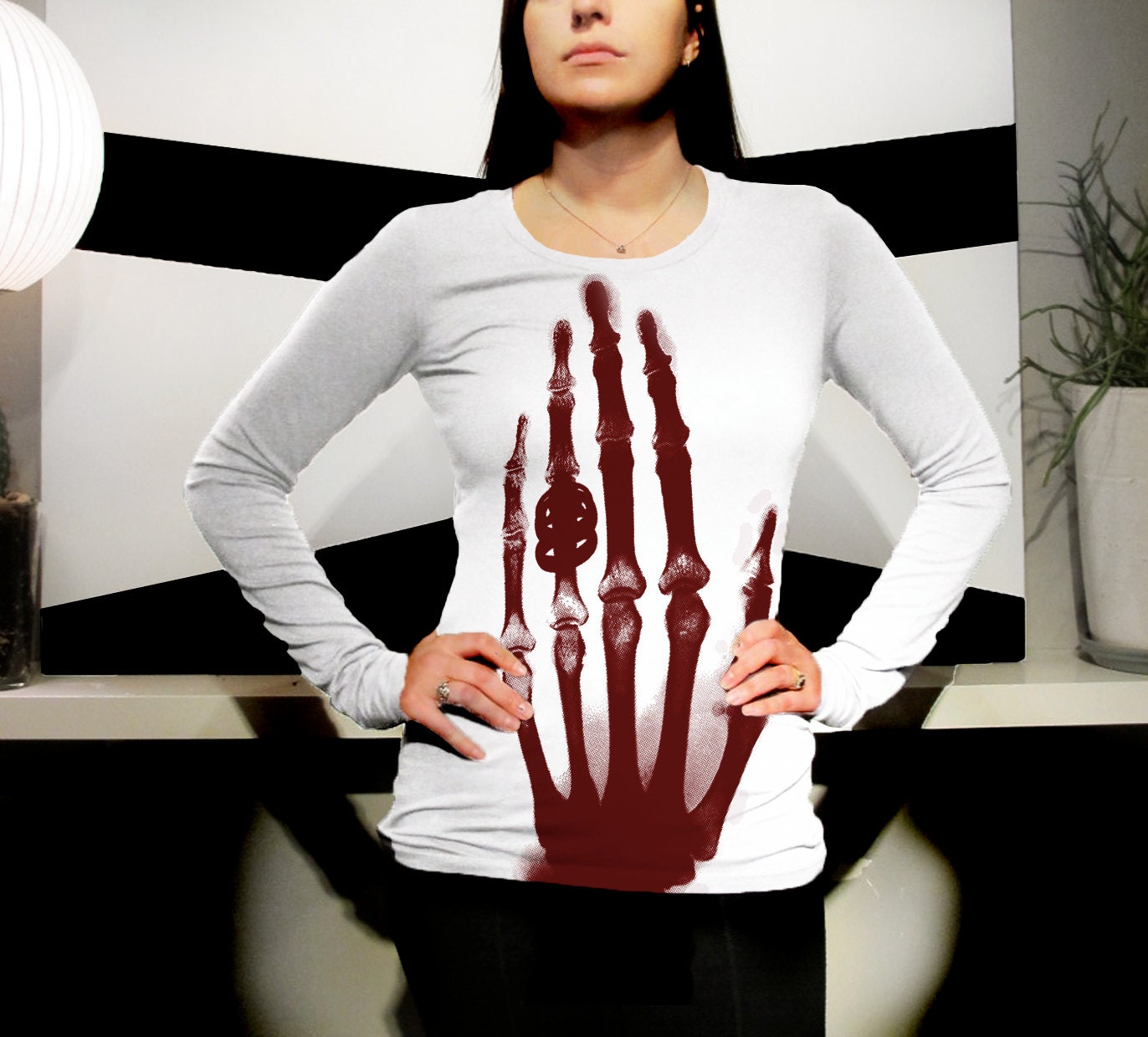 Women's Modal-Fine Jersey L/S Top feat. Ringen print