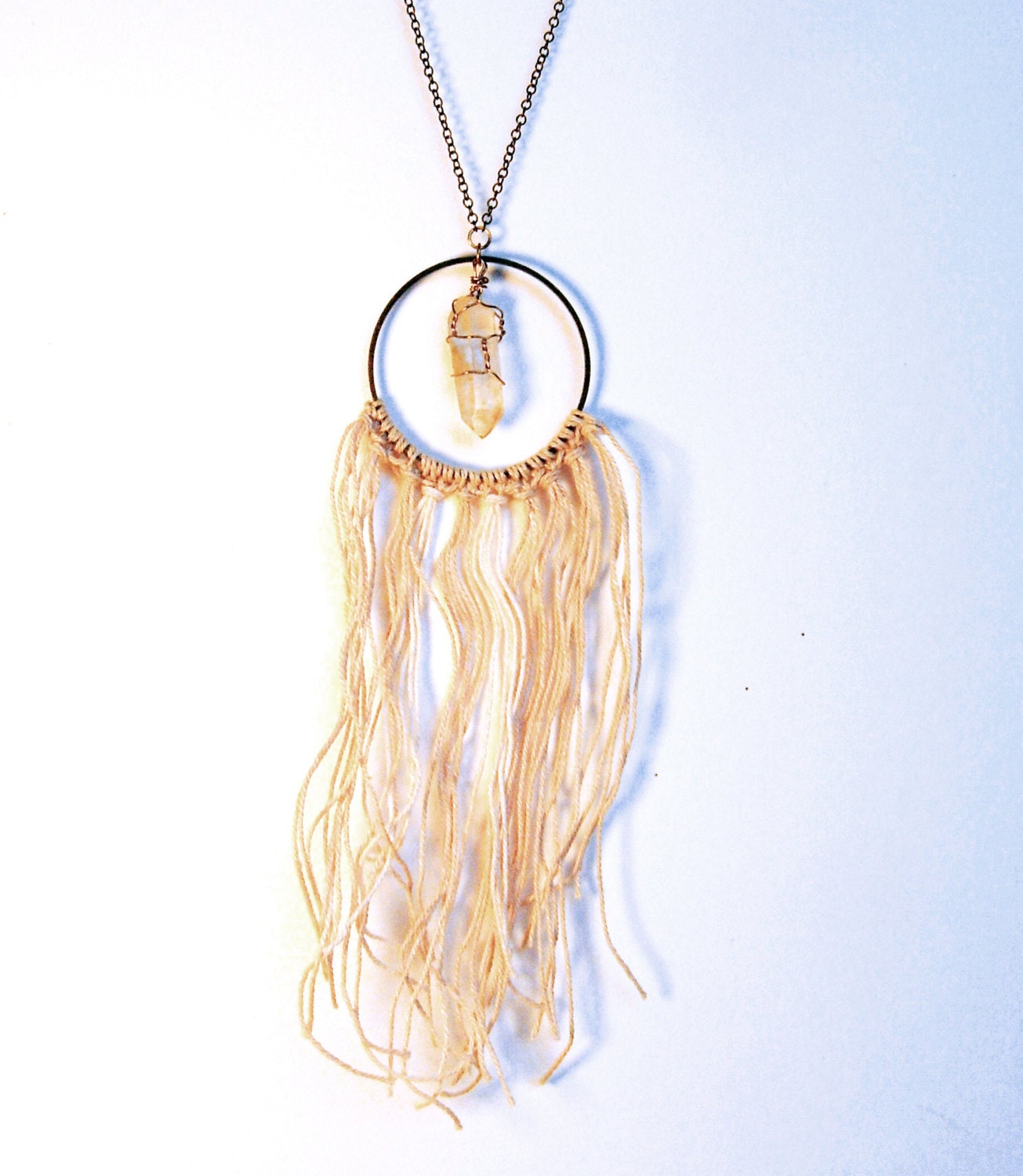 Spruce Ridge crystal necklace with dip dyed fringe