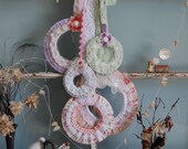 May Flowers - Abandoned Vintage Pastel Fabric, Buttons, and Lace Set of Wreaths for Shabby Chic Wedding