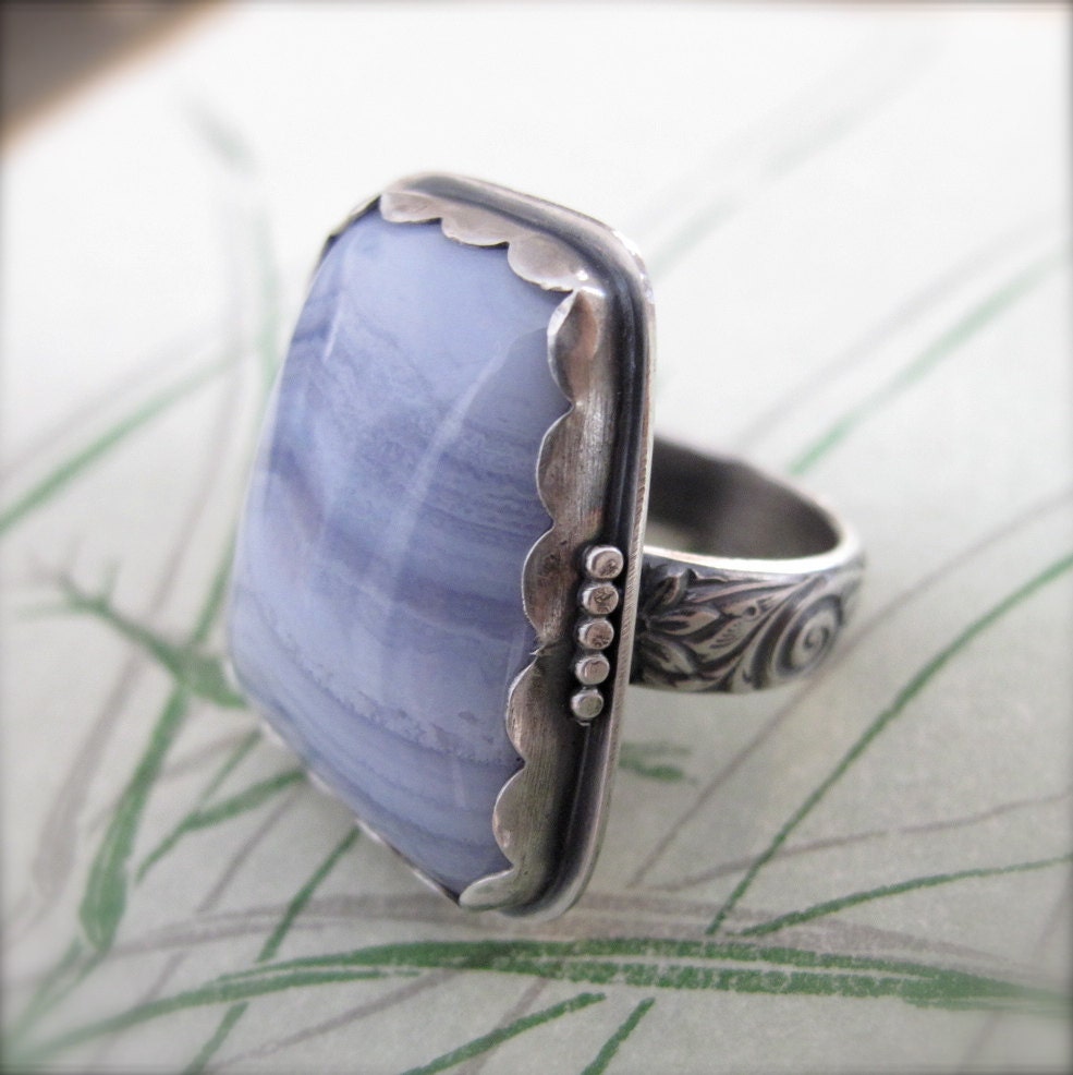 blue lace agate & sterling silver ring