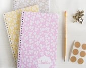 birch leaves personalized notebooks - choose your color - set of 3