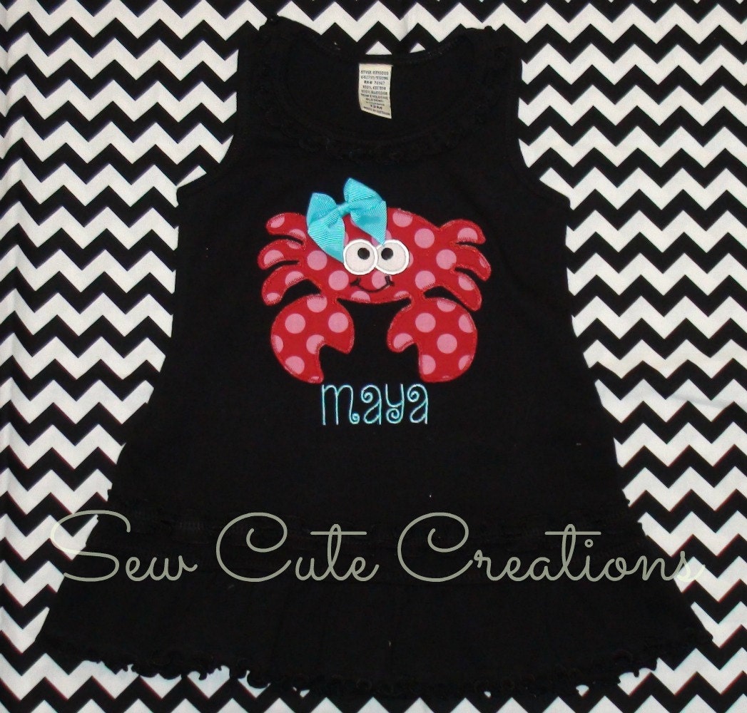 Personalized Crab Dress - Custom Made Sizes 6 mos-Girls 6X