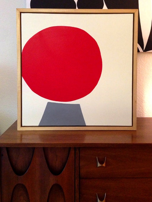 Original Modernist Abstract Contemporary Geometric Framed Acrylic Painting