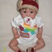 Baby girls BOW SET crocheted bow hat with matching booties, bone and autumn red color