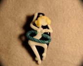 Hula Hoop Girl Hooper Moonlight Moon Boro Borosilicate Bead Pendant Original Art by Tara Roberts