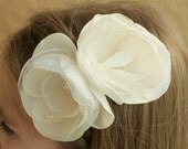 Wedding time-2 white/ivory/cream  flowers --for Bride, bridesmaids and flower girl---head piece, hair  pins