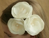 Wedding time--3 beige/ivory/white  flowers --for Bride, bridesmaid and flower girl---head piece, hair  pins