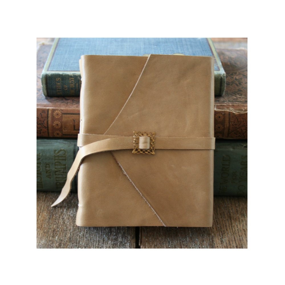 Leather Journal . Jane Austen "Pride and Prejudice" quote . antique tan . handmade handbound (320pgs)