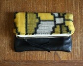 AZTEC CLUTCH. Tribal Clutch. Black Leather Pouch. Black Clutch. Ready to Ship.