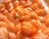 NEW PRICING Silk Roving, Tussah, 2 ounces Handpainted  Mandarin Orange 6