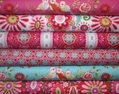 6 Fat Quarters Love and Joy Love Birds Pink Dena Designs Free Spirit Fabrics