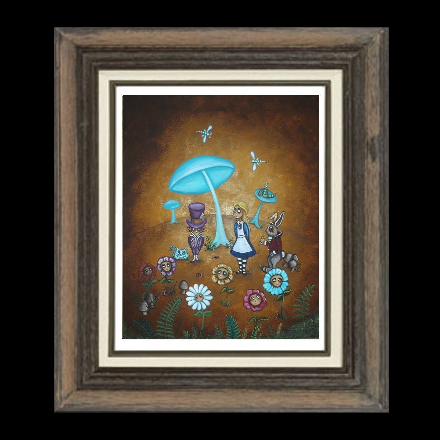 Alice In Wonderland Fairytale Art  Prints and Posters Giclee - - Whimsical Art Print -- In Wonder - 8 x 10