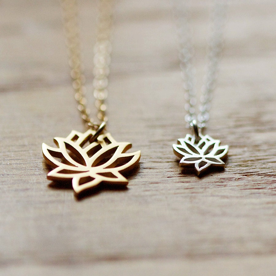 two loves - silver and gold lotus necklace set by elephantine