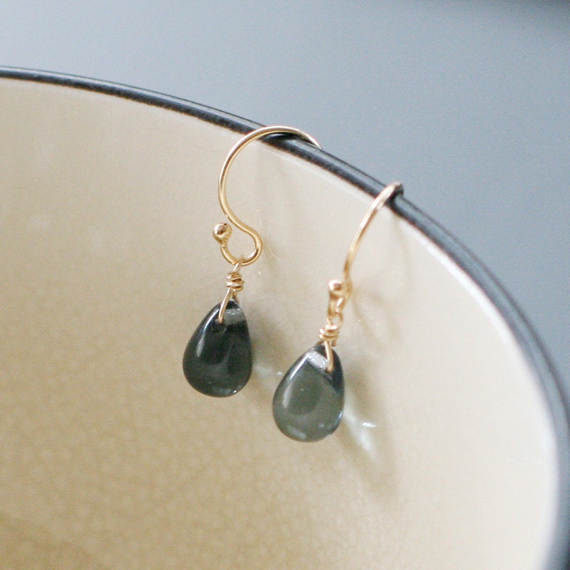 night swimming - gold and blue teardrop earrings by elephantine