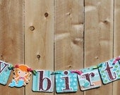 Happy Birthday Banner - Cupcake Toppers -  Mermaid Party Theme
