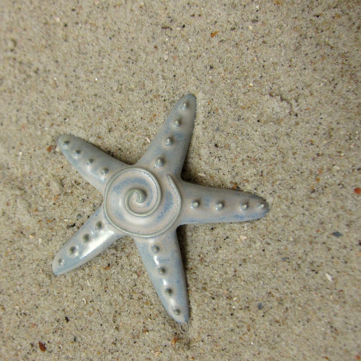 starfish decor..ornament...frosty blue porcelain ceramic