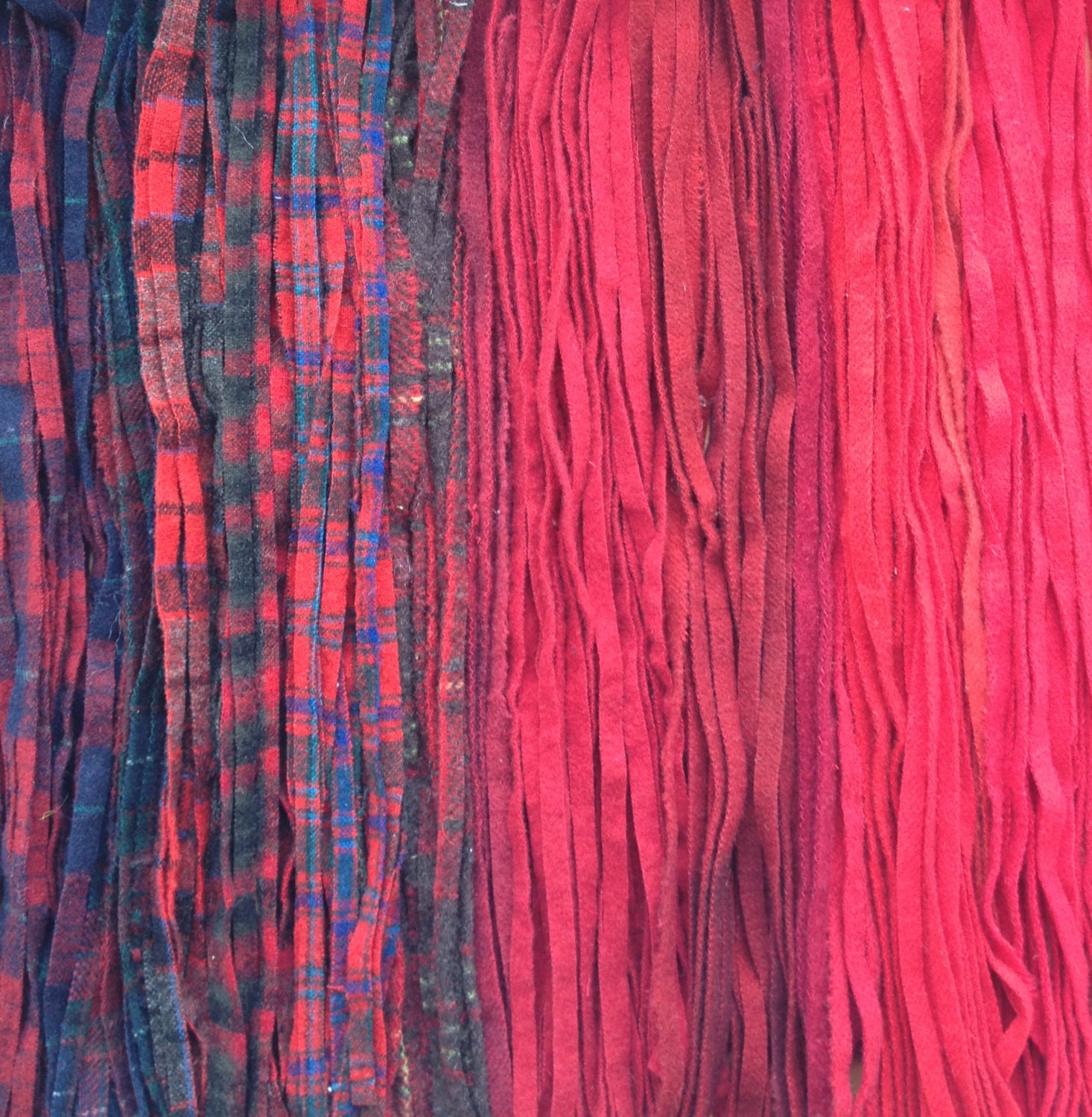 Quarter Yard  Red Hand  Dyed Wool Strip Collection for Primitive Rug Hooking