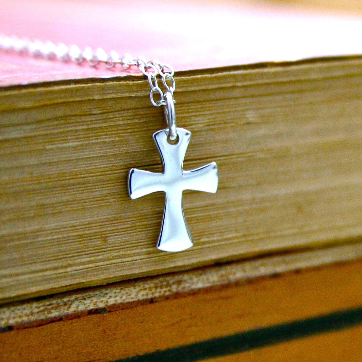 Sterling silver cross necklace - simple silver jewelry