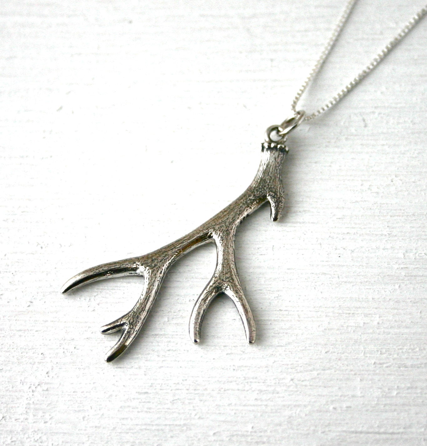 Sterling silver deer antler necklace