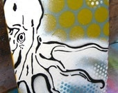 Graffiti Painting on Canvas Original Stencil Pop Art Handmade Octopus