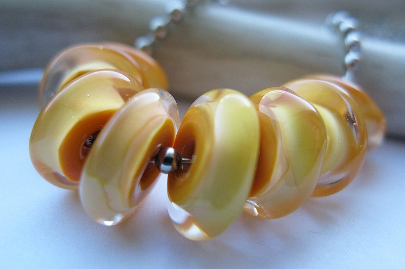 mango discs  Lampwork Glass Disc Beads  -  Handmade Glass Bead Set from Ellen Dooley SRA (8)