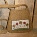 Primitive Wool Pocket  with Flower Applique