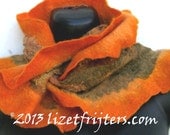Orange Nuno Felted Scarflette - Collar - Neckpiece - Eco Fashion - Fibre Art