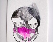 original drawing, the two girls