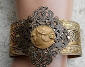 Steampunk Cuff Bracelet ,The Green Fairy, Steampunk Jewelry, Steampunk Bracelet, Steampunk
