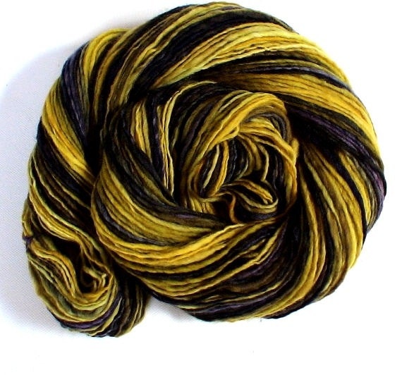 On Sale Hand dyed handspun corriedale yarn 3.65ozs 230yds 10 dollar reduction Black Gold of the Sun