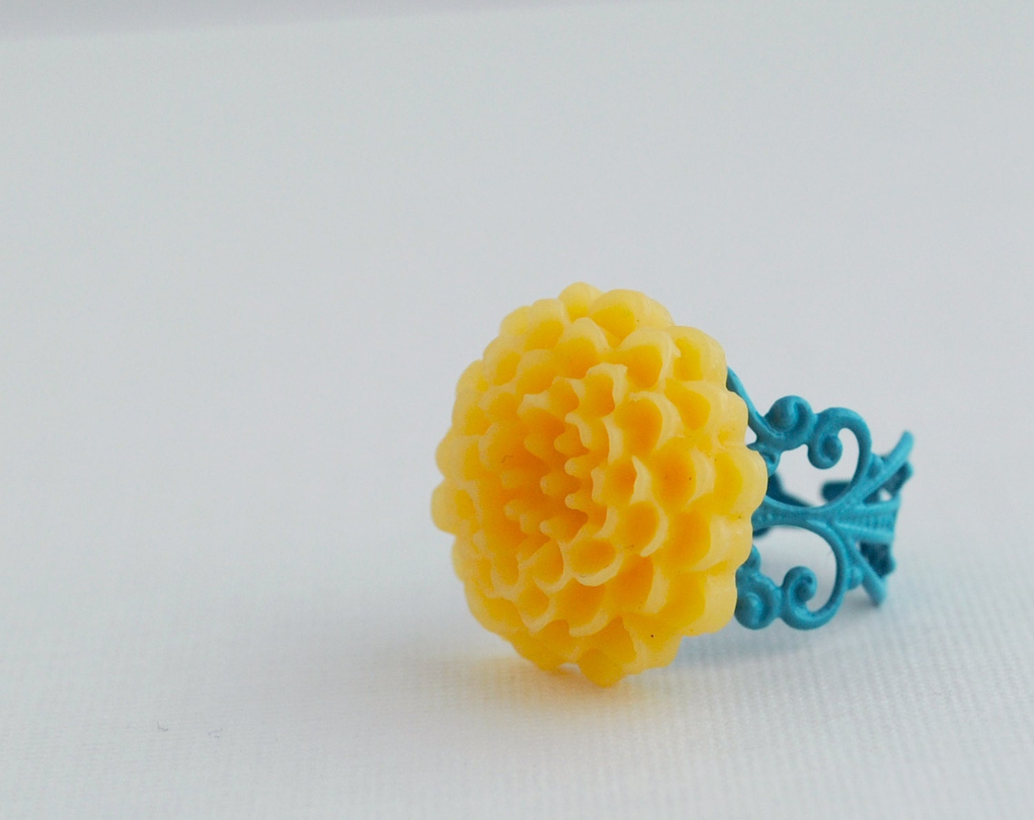 Yellow Dandelion Filigree Ring