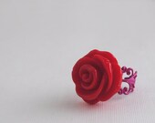 Red Rose Filigree Ring