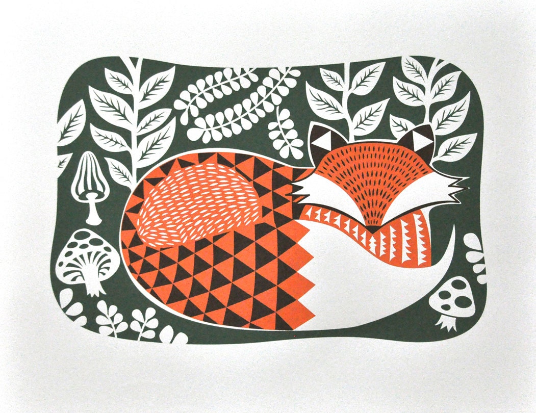 I Love My Fox Art Print - Screen Printed