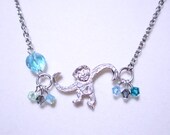 Barrel of Monkeys Necklace Aqua Crystal Coin
