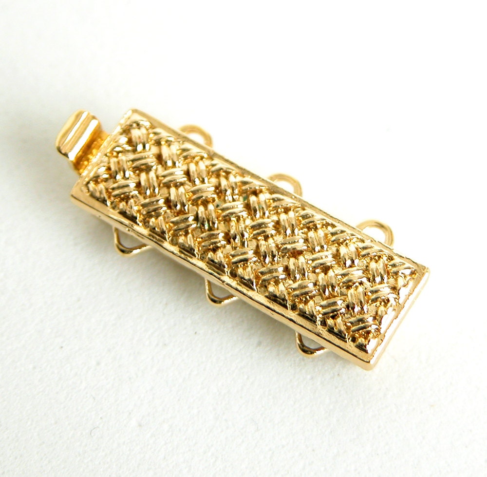 CLSP37GP 3 Strand Clasp 24k Gold Plated Elegant Elements
