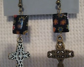 Cross and Millefiori Bead Earrings