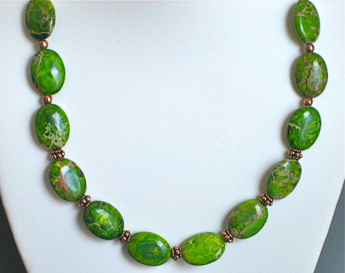 Olive Impression Jasper Copper Necklace