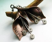 Silver And Copper Lily Earrings -   Mixed Metal Flower Earrings - Wearable Art Metalsmith Jewelry - Copper Jewelry