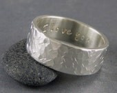 Ready to ship in size 9 1/4 - Hammered Mens wedding band - Rugged finish - I love you