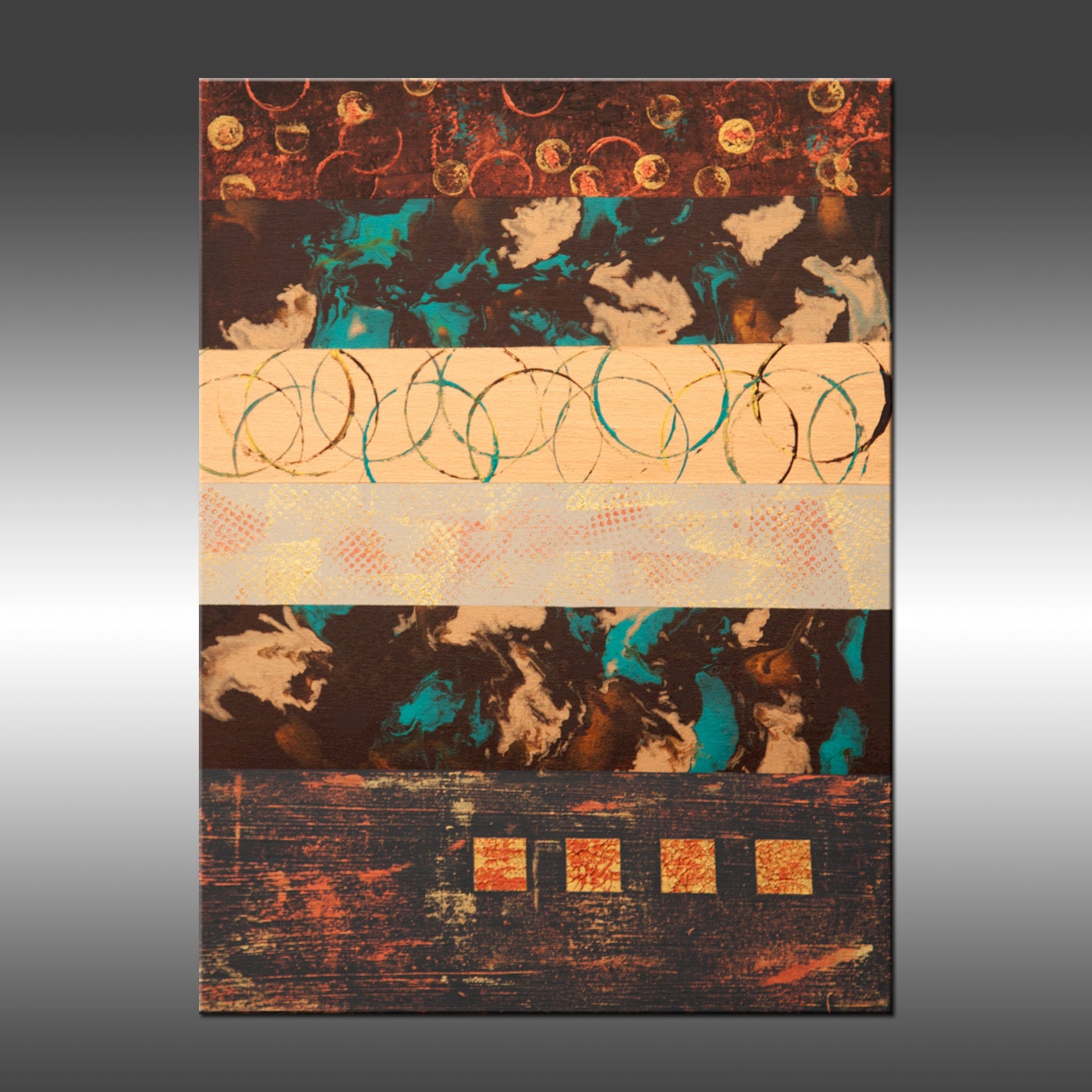 Original Abstract Painting Modern Canvas Wall Art - Title: Elements 15 by Hilary Winfield - 18x24 Inches